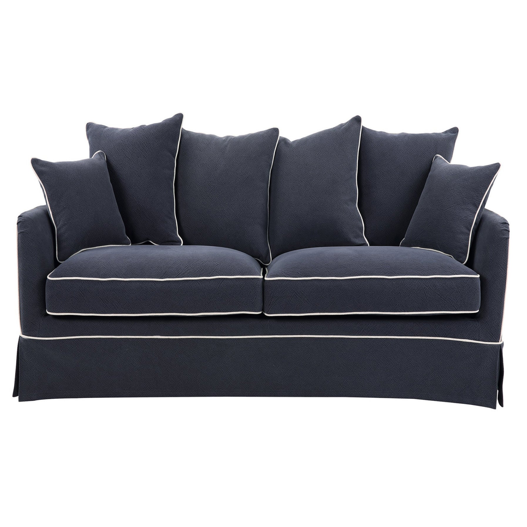 Noosa Fabric Sofa Cover (Cover Only), 2 Seater, Navy with White Piping