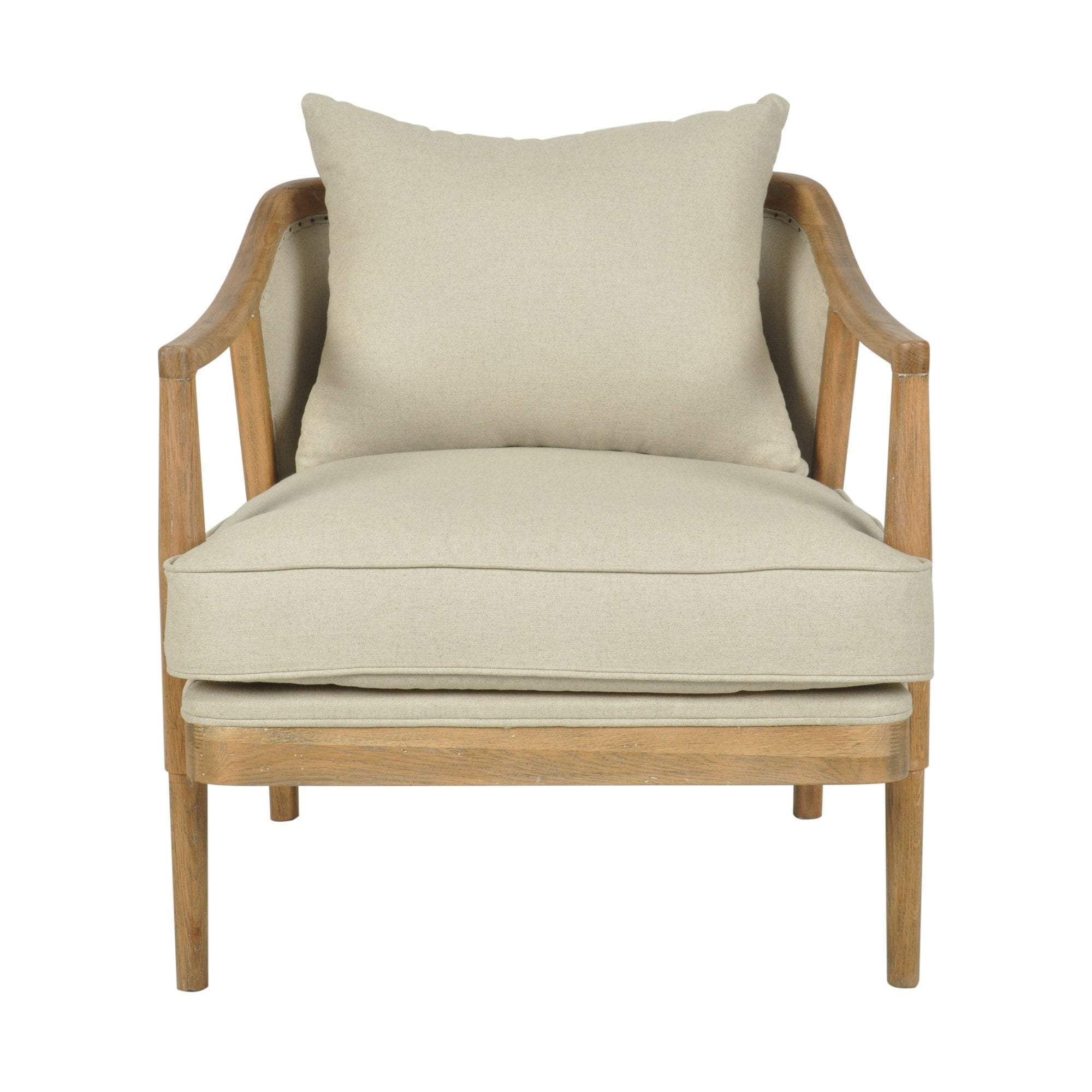 Asteria Linen & Oak Armchair, Beige