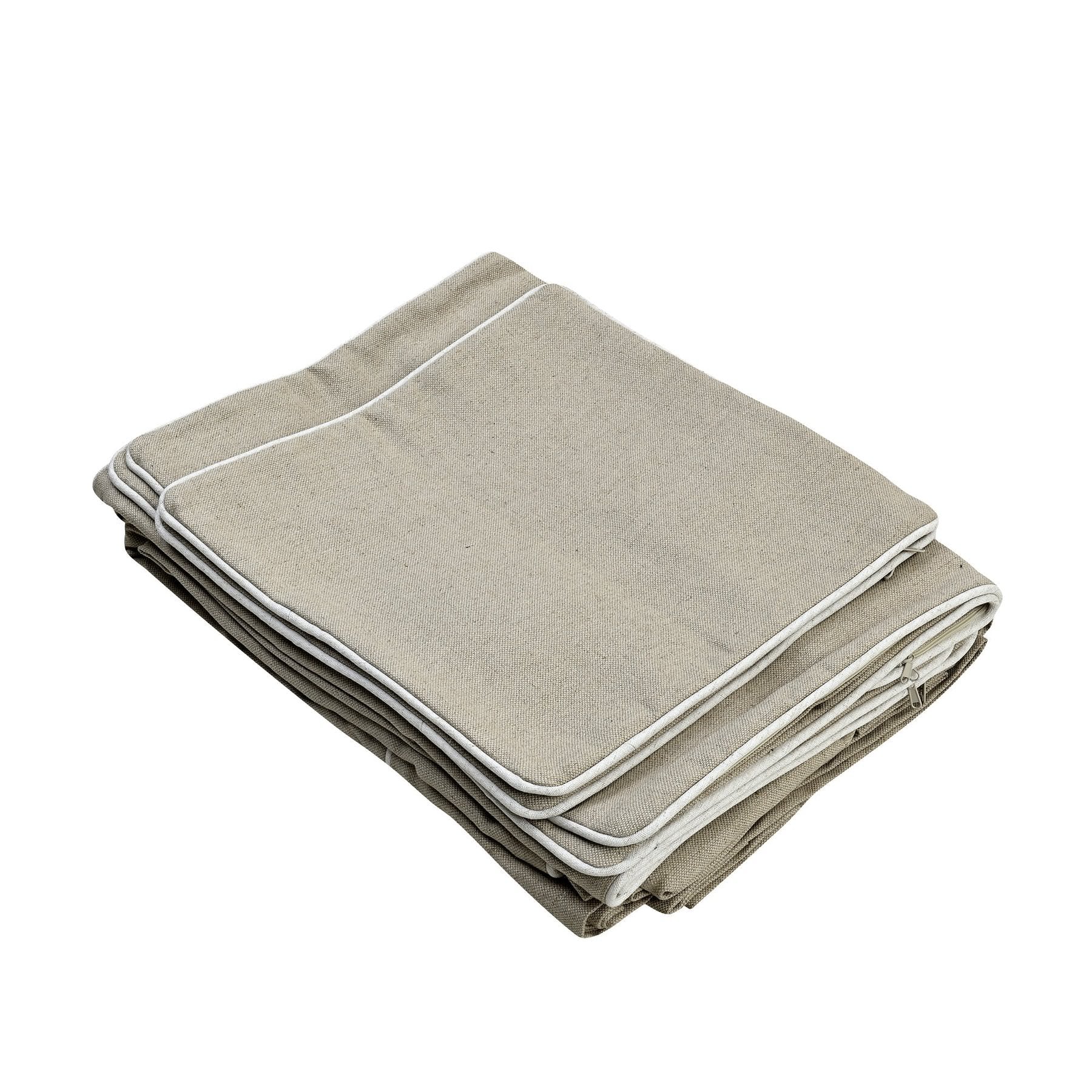 Noosa Fabric Sofa Slipcover (Cover Only), 3 Seater, Natural W/White Piping