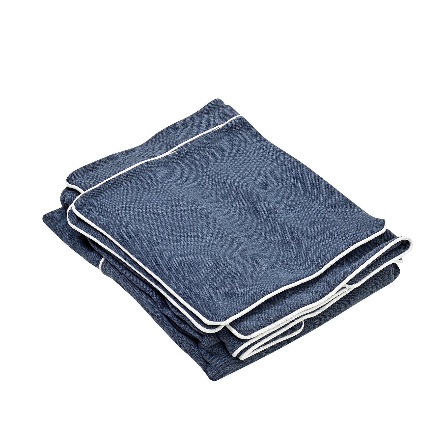 Noosa Fabric Sofa Slipcover (Cover Only), 3 Seater, Navy with White Piping