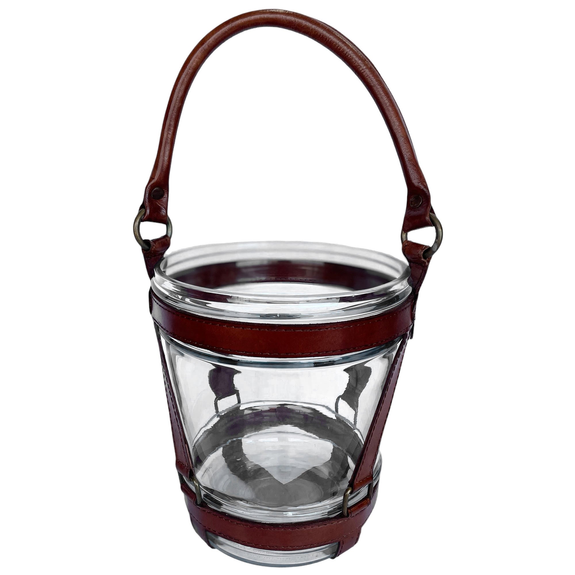 Tainor Leather & Glass Wine Chiller, Clear / Tan