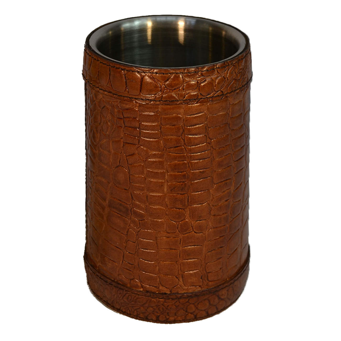 Cuvessa Leather & Stainless Steel Wine Chiller, Croco Print