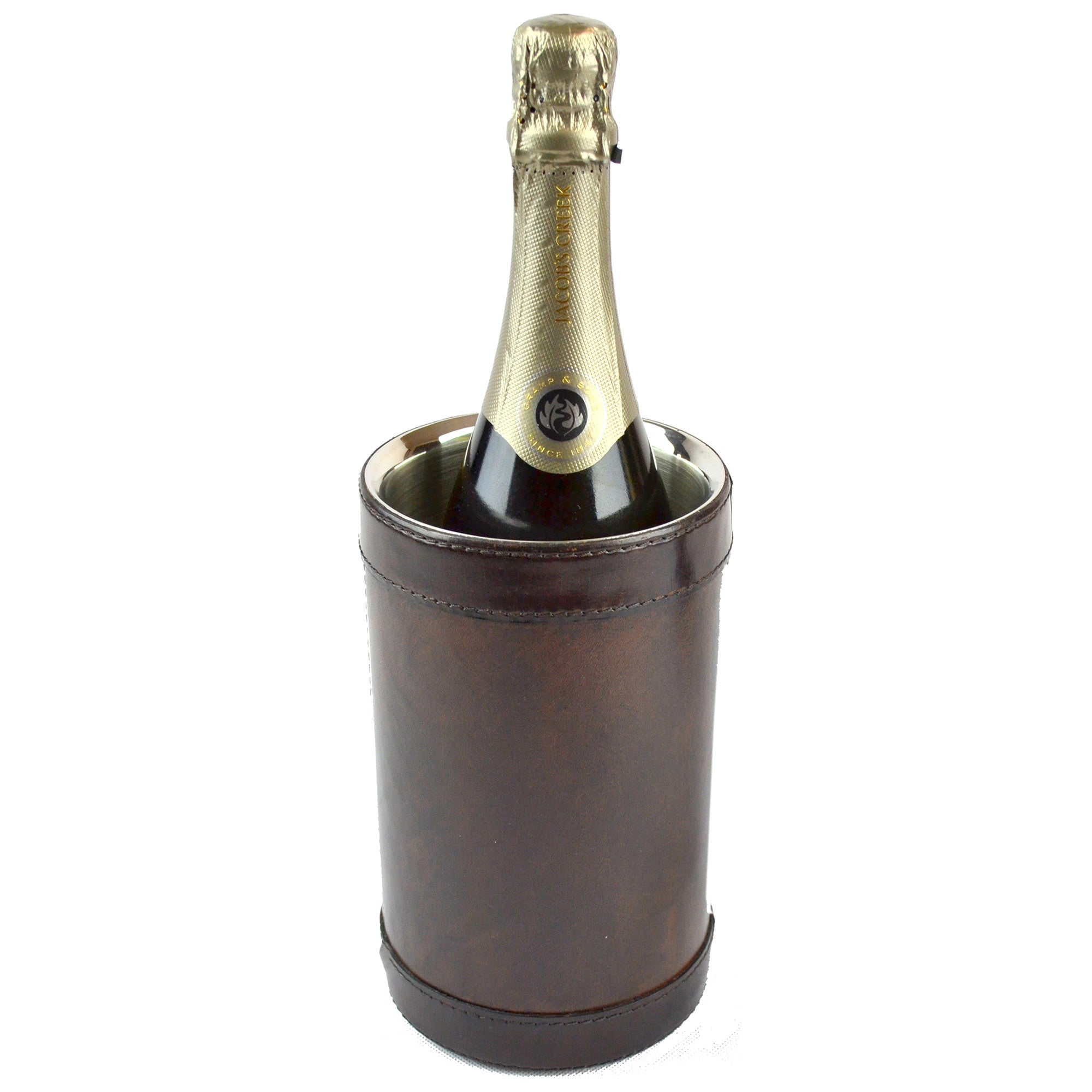 Cuvessa Leather & Stainless Steel Wine Chiller, Dark Brown