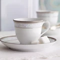 Noritake Hampshire Platinum Fine Porcelain Teacup & Saucer Set