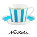 Noritake Carnivale Fine Porcelain Cup & Saucer Set, Light Blue