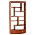 Pagama Solid Mahogany Timber Display Shelf / Room Divider with Drawers, Light Pecan