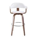 Millan Bentwood Swivel Bar Chair, White / Walnut