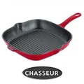 Chasseur Cast Iron Square Grill Pan, 25cm, Federation Red