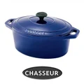 Chasseur Cast Iron Oval French Oven, 27cm, French Blue