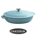 Chasseur Cast Iron Round Casserole, 30cm, Duck Egg Blue