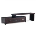 Milan Solid Mahogany 3 Drawer Extendable Entertainment Unit in Chocolate