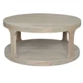 Frans Oak Timber Round Coffee Table, 92cm, Weathered Oak