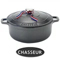 Chasseur Cast Iron Round French Oven, 24cm, Caviar