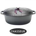 Chasseur Cast Iron Oval French Oven, 27cm, Caviar