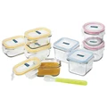 Glasslock 9 Piece Baby Food Container Set with Silicone Spoon