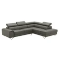 Majorca 2 Seater Leather Corner Sofa with Right Hand Facing Chaise, Taupe