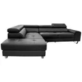 Majorca 2 Seater Leather Corner Sofa with Left Hand Facing Chaise, Black