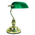 Bankers Metal & Glass Touch Desk Lamp, Green / Polished Brass