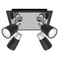 Alecia Metal LED Spotlight, Square, 4 Light, Black