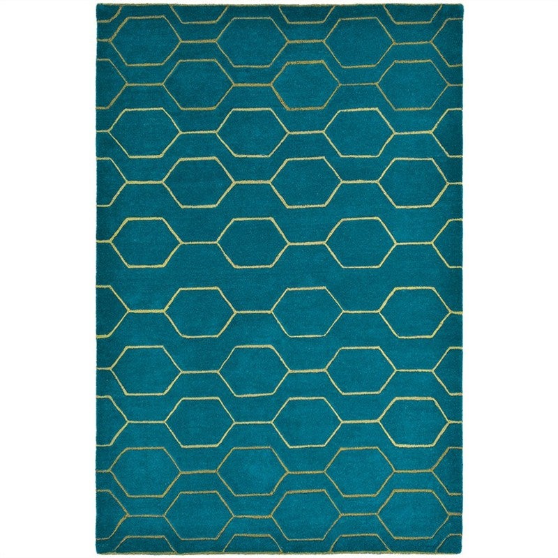 Wedgwood Arris Hand Tufted Designer Wool Rug, 240x170cm, Teal