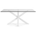 Bromley Tempered Glass & Steel Dining Table, 150cm, Clear / White