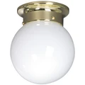 Opal DIY Ball Shade Batten Fix Ceiling Light, 15cm, Brass