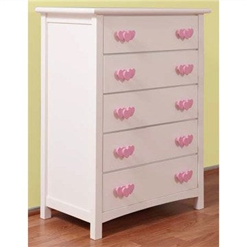 Hearts Wooden 5 Drawer Tallboy
