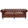 Kensington Aged Leather Chesterfield Sofa, 3 Seater, Vintage Brown