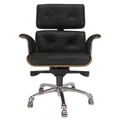 Replica Eames Leather Executive Desk Chair, Black / Walnut