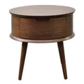 Resvol Wooden Round Side Table, Walnut