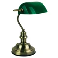 Bankers Metal & Glass Touch Desk Lamp, Green / Antique Brass
