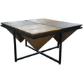 Landrau Mango Wood & Metal Square Coffee Table, 80cm