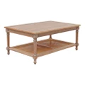 Lapalisse Handcrafted Mindi Wood Coffee Table, 110cm, Weathered Oak