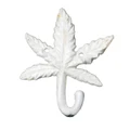 Maple Leaf Cast Iron Wall Hook, Antique White