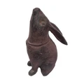 Cast Iron Head Up Rabbit Figurine Garden Decor, Antique Rust