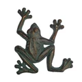 Cast Iron Frog Figurine Garden Decor, Medium, Verdigris