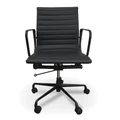 Replica Eames PU Leather Management Chair, Mid Back, Black