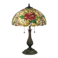 Red Camellia Tiffany Style Stained Glass Table Lamp, Large