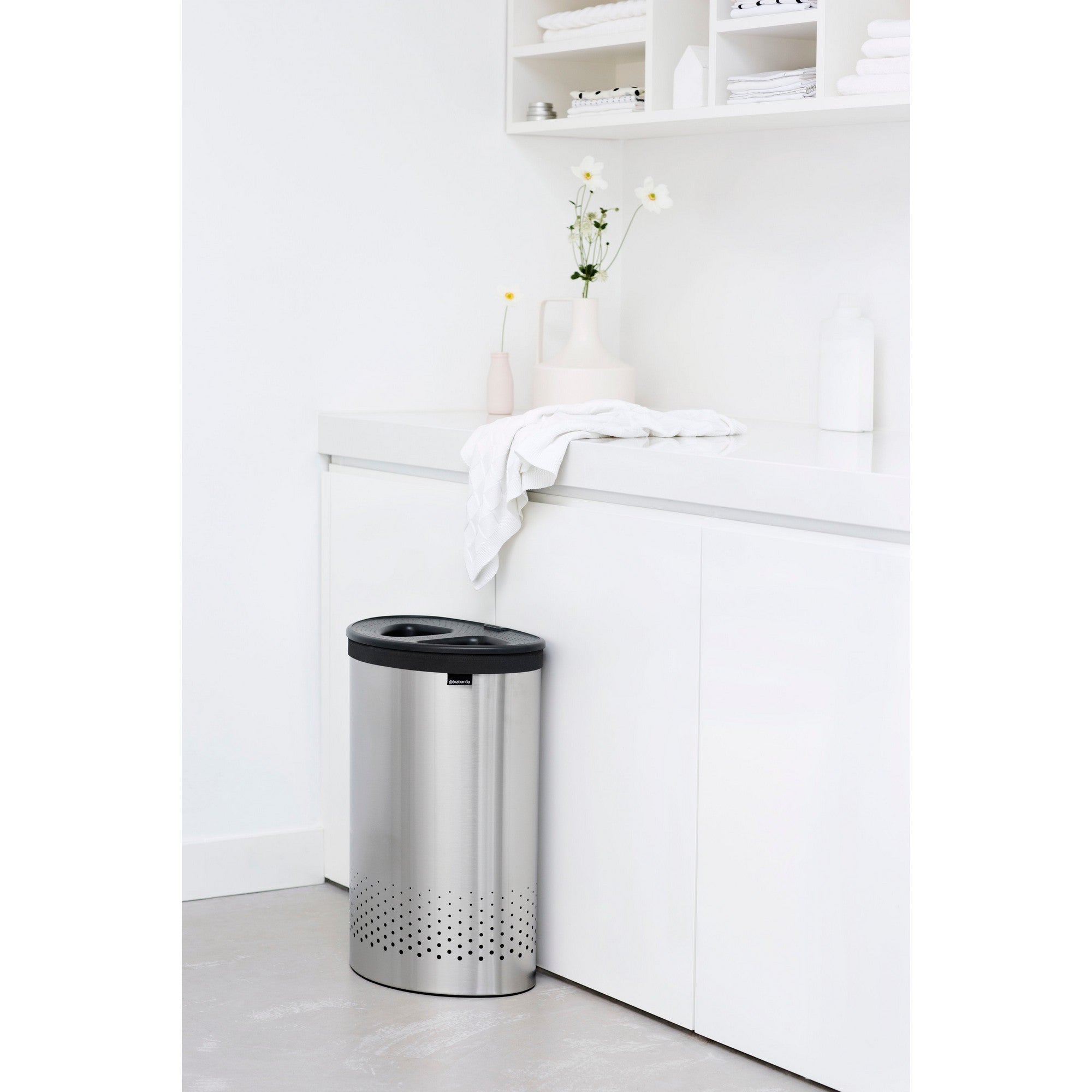 Brabantia Selector Laundry Bin, 55 Litre, Matt Steel