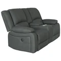 Oberon Rhino Fabric Electric Recliner Sofa, 2 Seater, Jet
