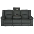 Oberon Rhino Fabric Electric Recliner Sofa, 3 Seater, Jet