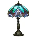 Ebor Tiffany Stained Glass Table Lamp, Small, Teal