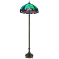 Ebor Tiffany Stained Glass Floor Lamp, Large, Teal