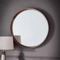 Kalem Wooden Frame Round Wall Mirror, 74cm, Walnut