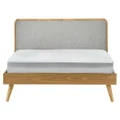 Stella Fabric & Wood Platform Bed, Queen, Grey / Oak