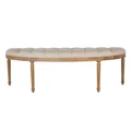 Madeleine Tufted Linen Fabric & Oak Timber Bench, 146cm