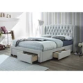 Karin Fabric Bed with Drawers, King, Stone