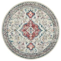 Avenue No.705 Tribal Round Rug, 150cm, Off White / Red