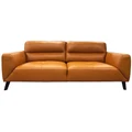 Bavaria Leather Sofa, 3 Seater, Tangerine