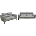 Bavaria 2 Piece Leather Sofa Set, 3+2 Seater, Silver